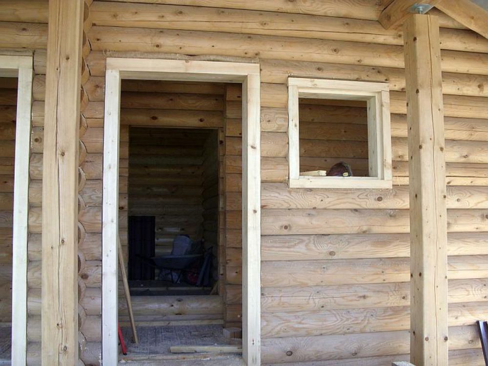 окосячка окон и дверей в деревянном